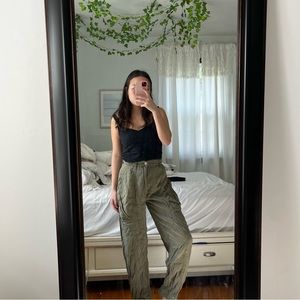 Urban Outfitters High Waisted Flowy Green Cargo Pants